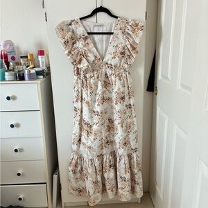 Abercrombie & Fitch Floral Ruffle Sleeve Maxi Dress